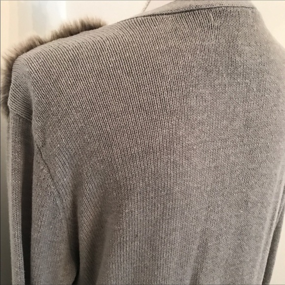 Charter Club Faux Fur Cardigan Sweater Large Gray NEW - Picture 7 of 7